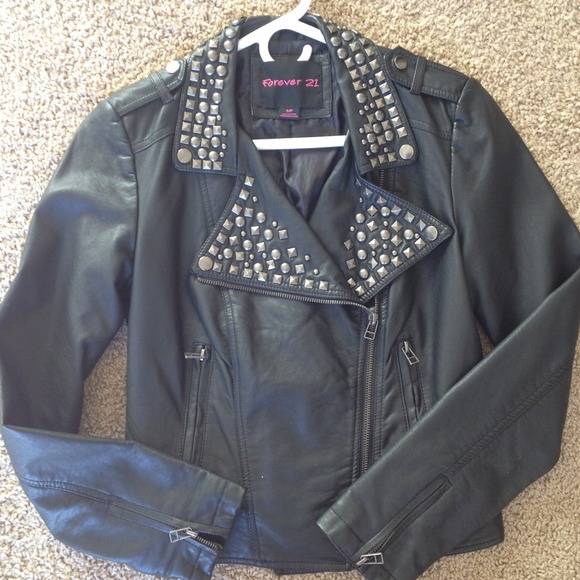 Forever 21 studded faux leather jacket