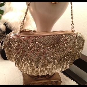 Gold chain link evening bag