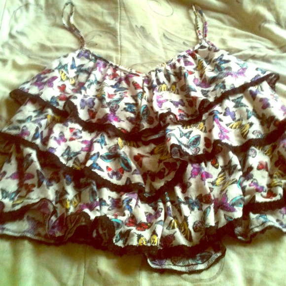 Butterfly ruffle tank top