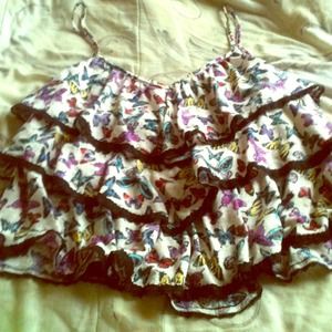 Butterfly ruffle tank top