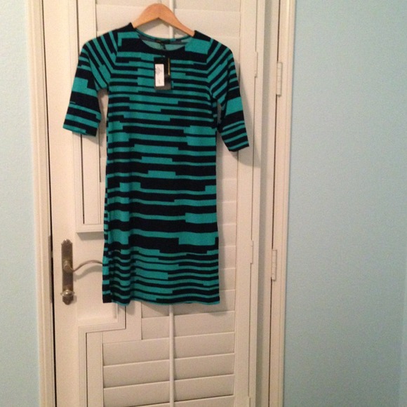 Blue and teal striped dress - Picture 2 of 2