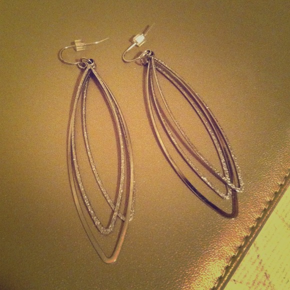 Silver large teardrop earrings