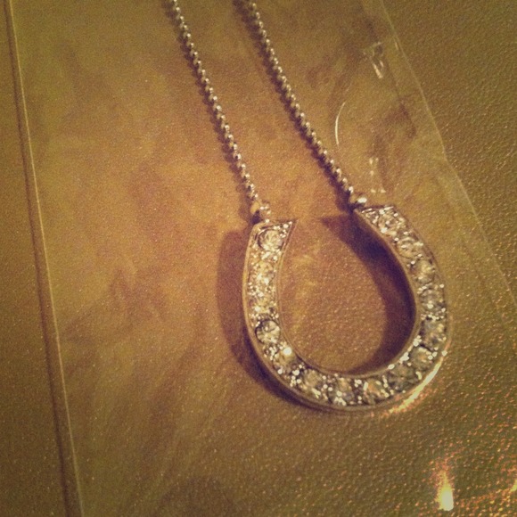 Brand new rhinestone studded horseshoe necklace
