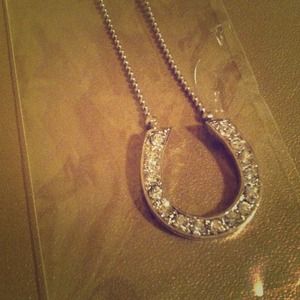 Brand new rhinestone studded horseshoe necklace
