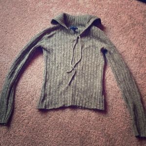 Green cotton knit sweater from Weather Vane.