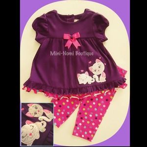 ❤️SOLD❤️"kitty cat" blouse/leggings