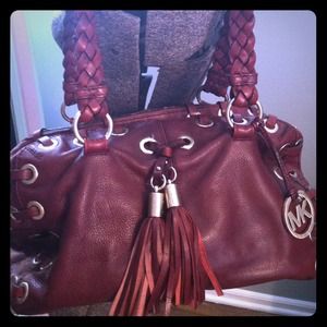 Cherry Red Michael Kors slouchy leather bag