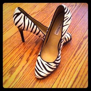 REDUCED Steve Madden Faux Zebra Fur Pumps REDUCED Steve Madden Faux Zebra Fur Pumps