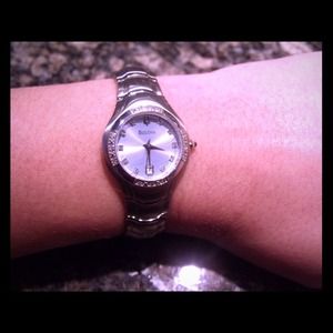 Ladies blue dial Bulova with diamonds