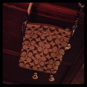 Authentic Brown & Tan Coach Cross Body Bag