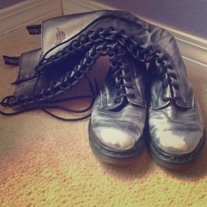 Authentic Pewter Doc Martens Combat Boots