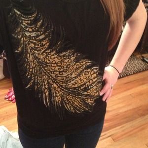 Leopard sparkle feather shirt