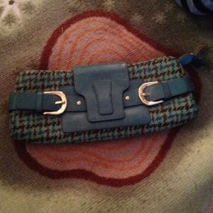 Mixed media wool clutch