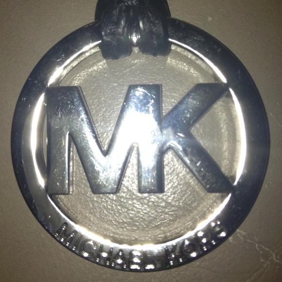 Michael Kors silver hang tag logo for purse keys