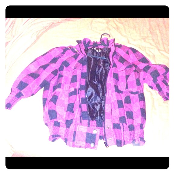 Pink and black shell jacket.