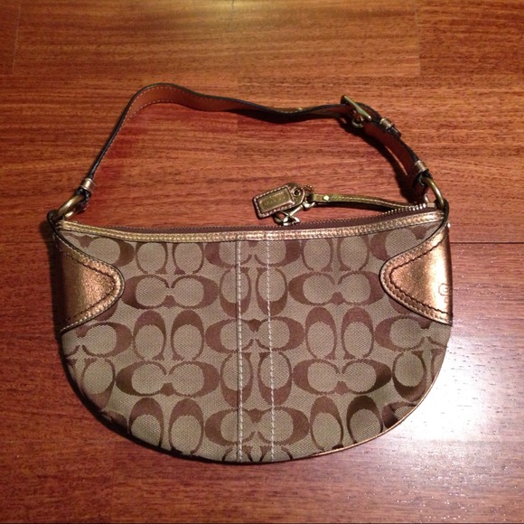 Authentic Khaki/ Gold Coach Signature Pouch