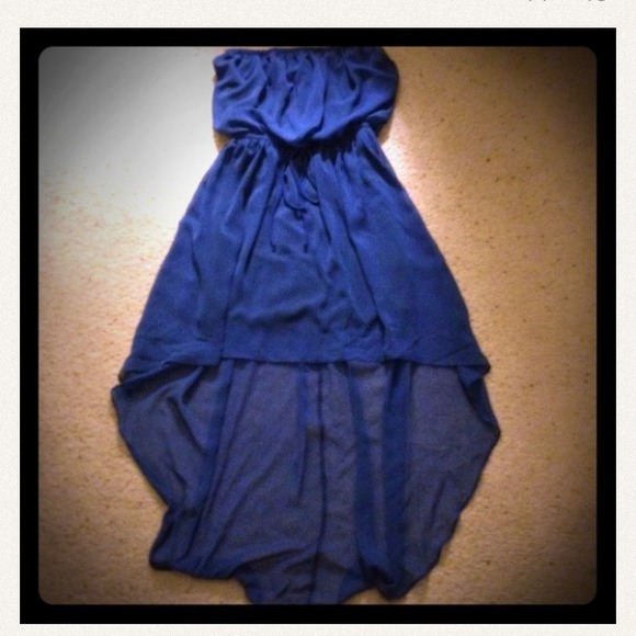 Hi low tube top dress with drawstring