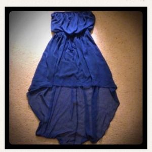 Hi low tube top dress with drawstring