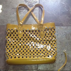 Mustard see thru purse