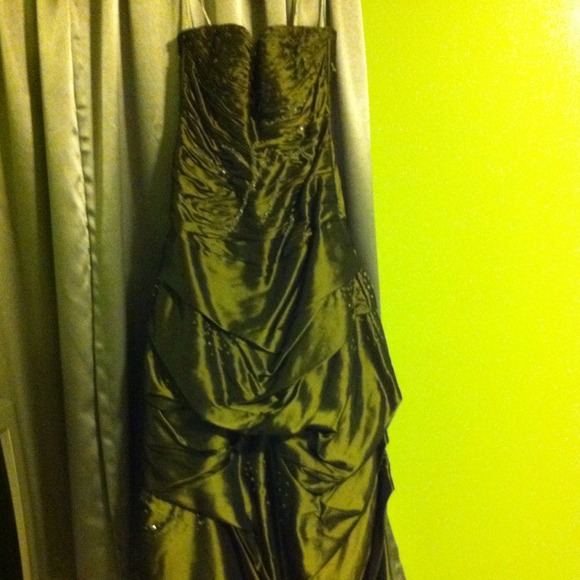 Prom dress olive green corset
