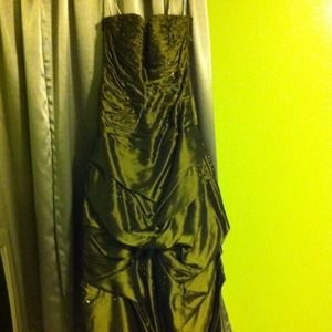 Prom dress olive green corset