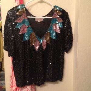 Vintage embroidered, sequins top.