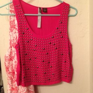 Pink studded cropped top