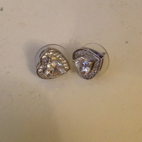 Diamond heart shaped earrings
