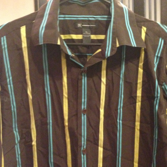 Mens INC long sleeve stripped button up