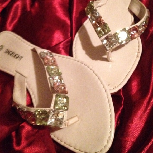 Barely worn multi colored rhinestone dressy sandal