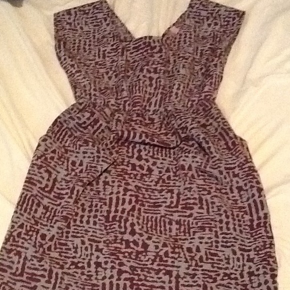 Burgundy and grey dress