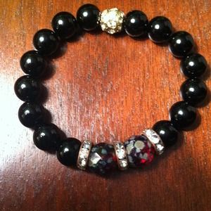 Black onyx, vintage Rhinestones Boho Glam