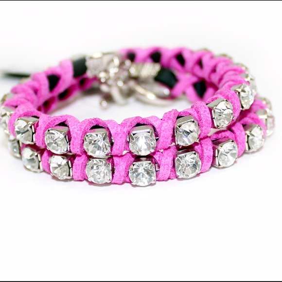 NWT Rhinestones & Leather Wrap Bracelet