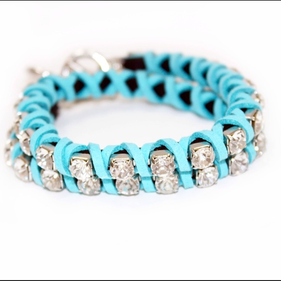 NWT Rhinestone & Leather Wrap Bracelet