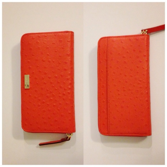 Kate Spade Tangerine Ostrich Neda Wallet