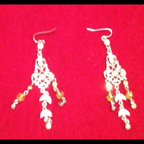 Beautiful lime green jeweled earrings, never worn.
