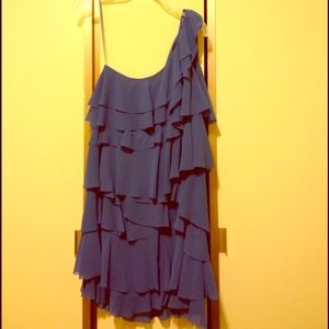H&M blue one shoulder, short, layer dress