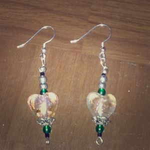 Heart shaped glass bead earrings