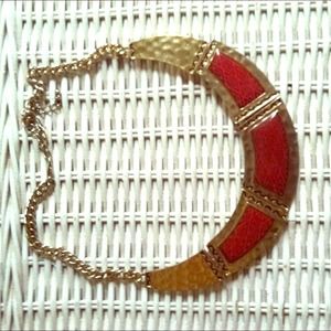 Gold &Red Plate Statement Neck