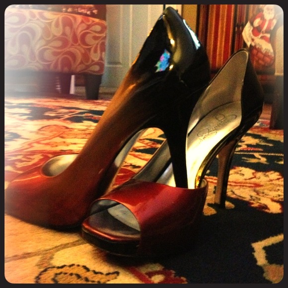 Jessica Simpson metallic stilettos