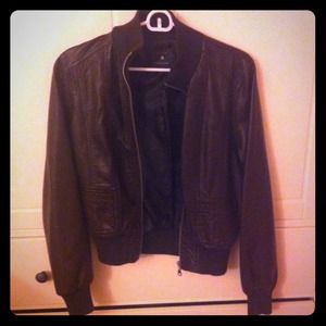 Faux leather zip up jacket