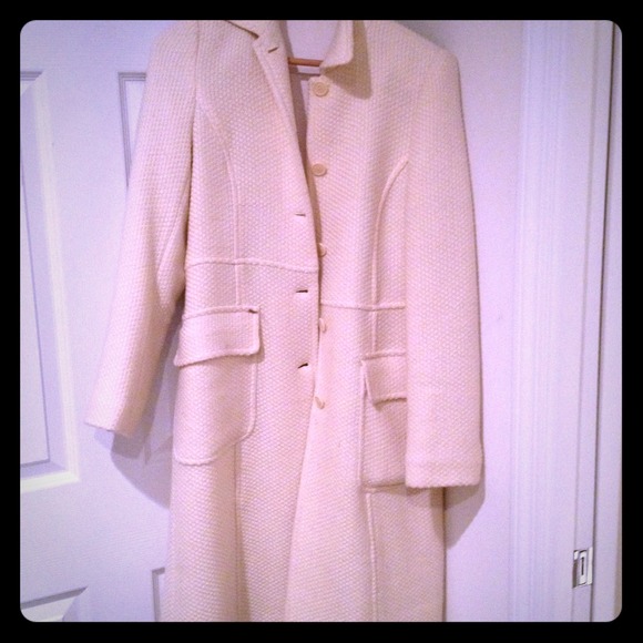 Theory ivory wool dress coat