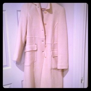 Theory ivory wool dress coat
