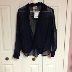 Navy blue sheer blouse