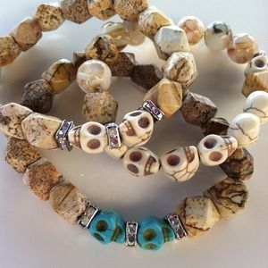 Semi precious stone picture jasper turq skulls