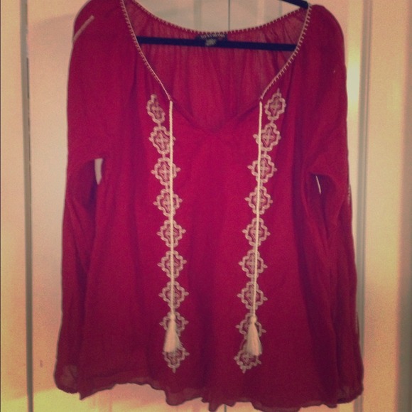 SOLD**** Red bohemian shirt