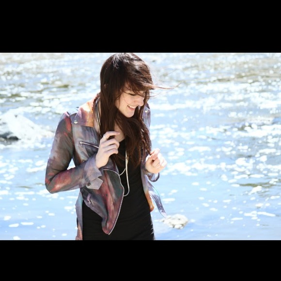 Galaxy chiffon moto jacket