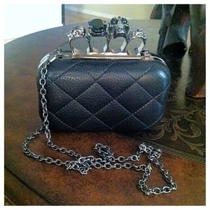 Black Quilted Knuckle Clutch