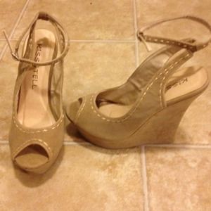 Kiss & Tell ankle strap wedges