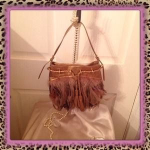 DKNY Feather And Bronze Leather Purse